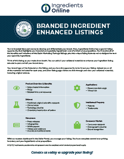 Branded and Enhanced Specialty Ingredient Listings